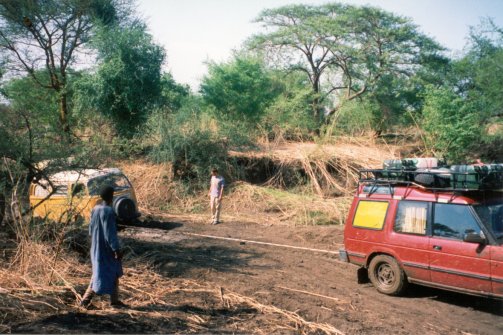 Towing the Combi out of the mud.