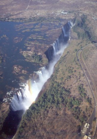 Victoria Falls from the air.